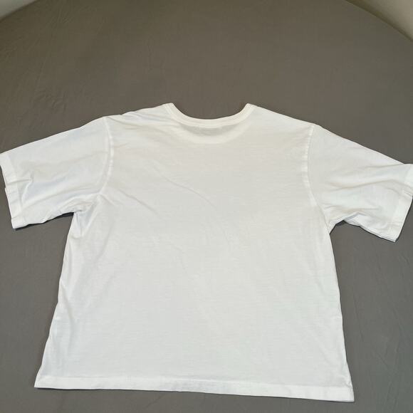 AYR 100% Pima Cotton Crew Neck Cropped Boxy T-Shirt Size Small White - Picture 2 of 6